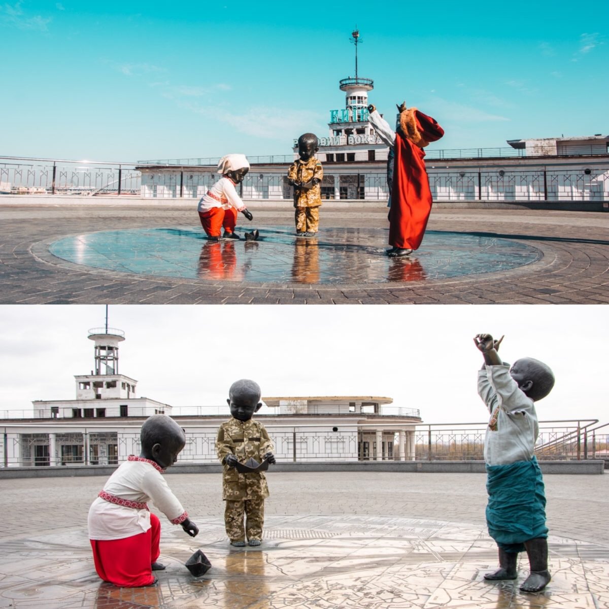 Неизвестные сняли часть одежды с малышей-основателей Киева