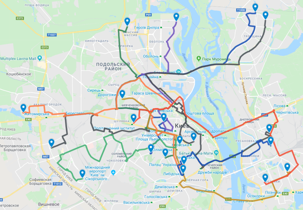 Перечень маршрутов и список остановок можно посмотреть на официальном сайте перевозчика