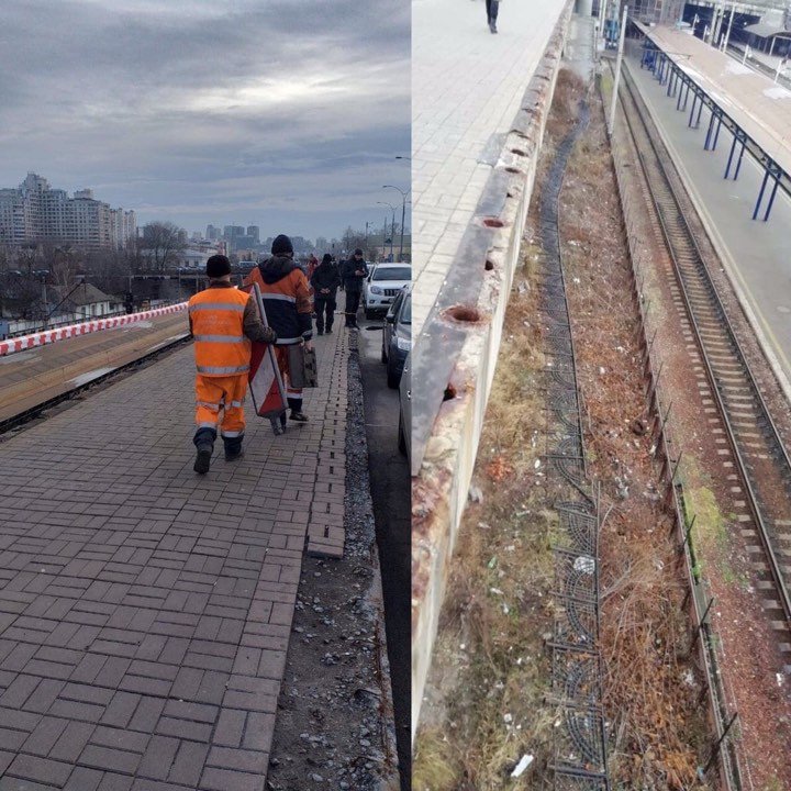 В понедельник, 16 декабря, в Киеве на эстакаде от улицы Льва Толстого до вокзала рухнуло металлическое ограждение