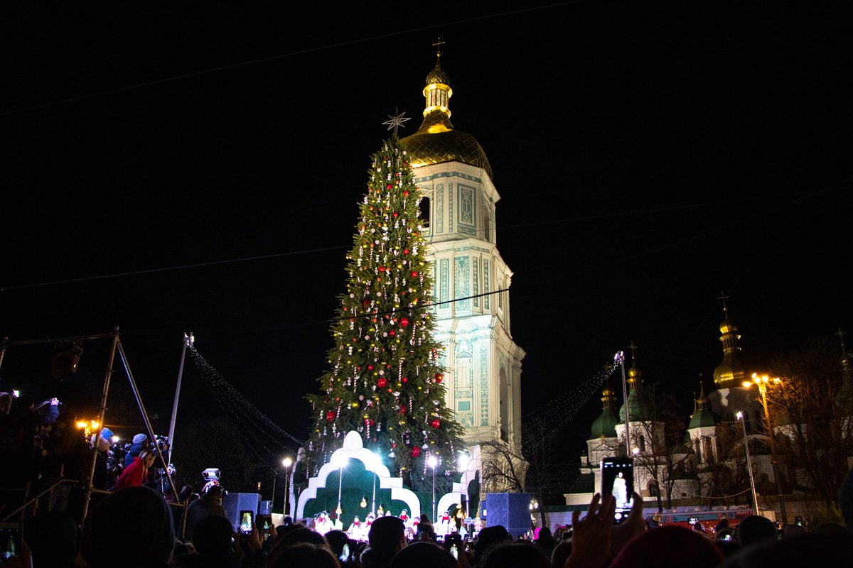 Елка зажглась от поглаживания мэром щелкунчика