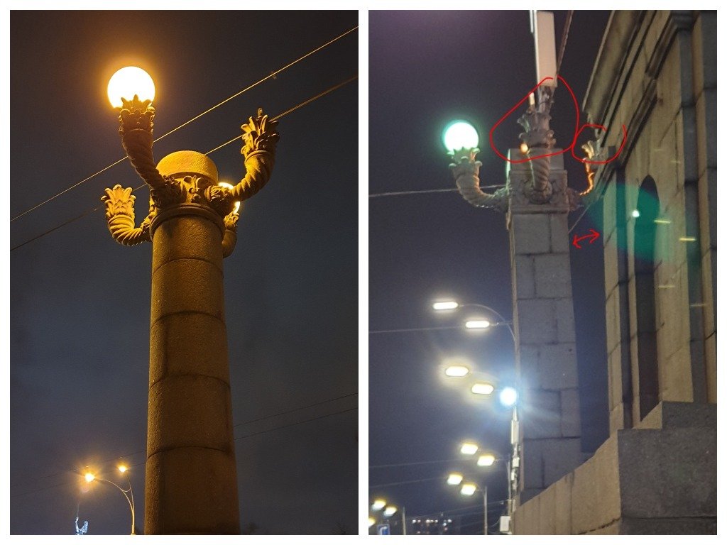 Также пропадают и плафоны с опор освещения