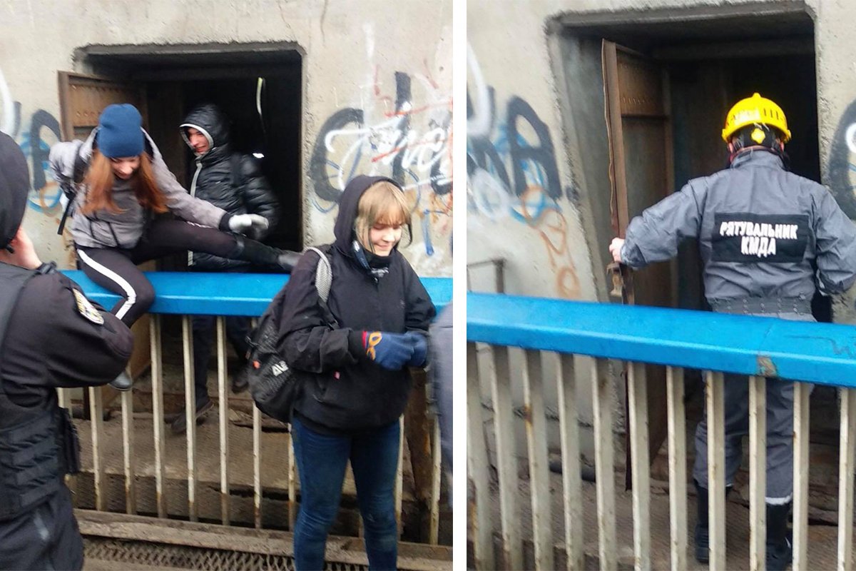 18 января жители Киева обратили внимание на группу людей, которые стояли на верхушке Северного моста