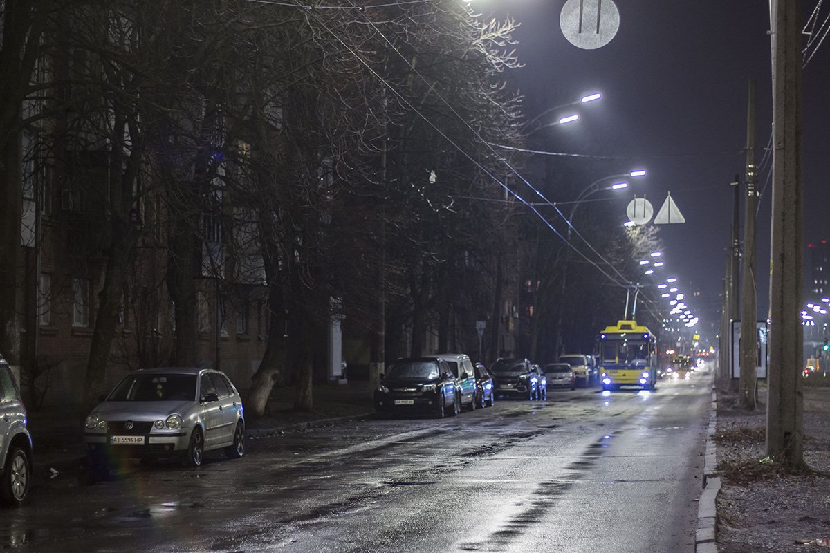 По улице осуществляется троллейбусное движение