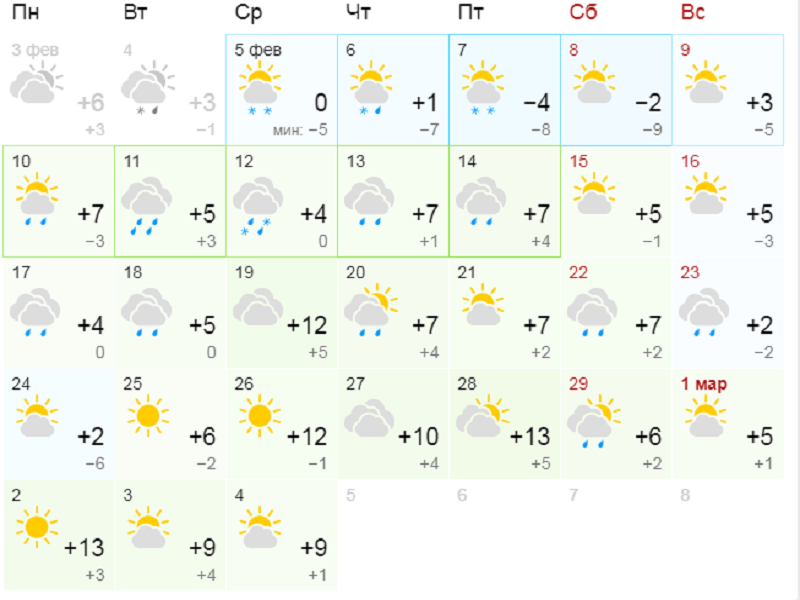 Февраль этого года будет теплым