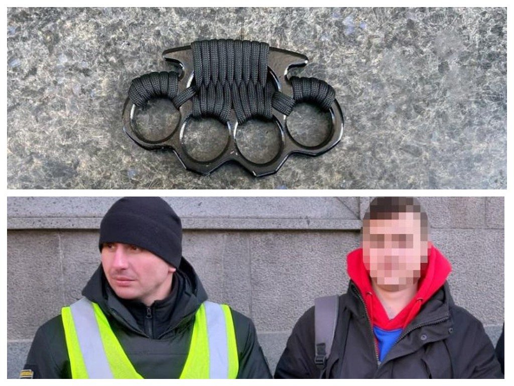 Юноша гулял в местах протеста с кастетом Юноша гулял в местах протеста с кастетом