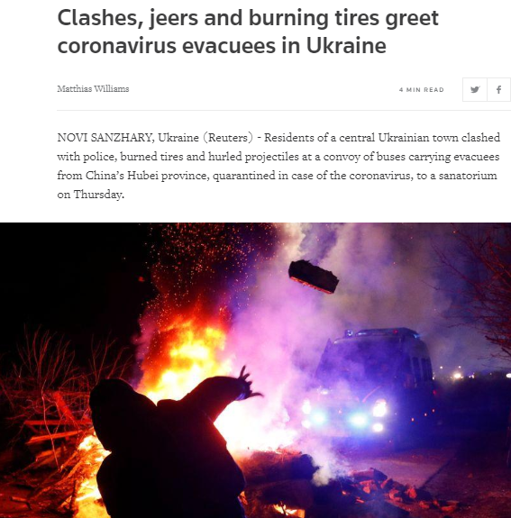 В Украине эвакуированных из-за коронавируса встретили столкновениями, издевками и горящими шинами В Украине эвакуированных из-за коронавируса встретили столкновениями, издевками и горящими шинами