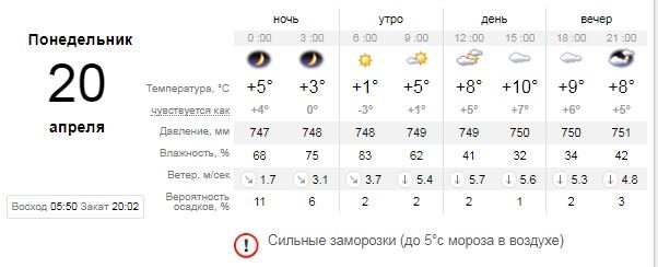 Погода на 20 апреля: в Киеве будут сильные заморозки 1