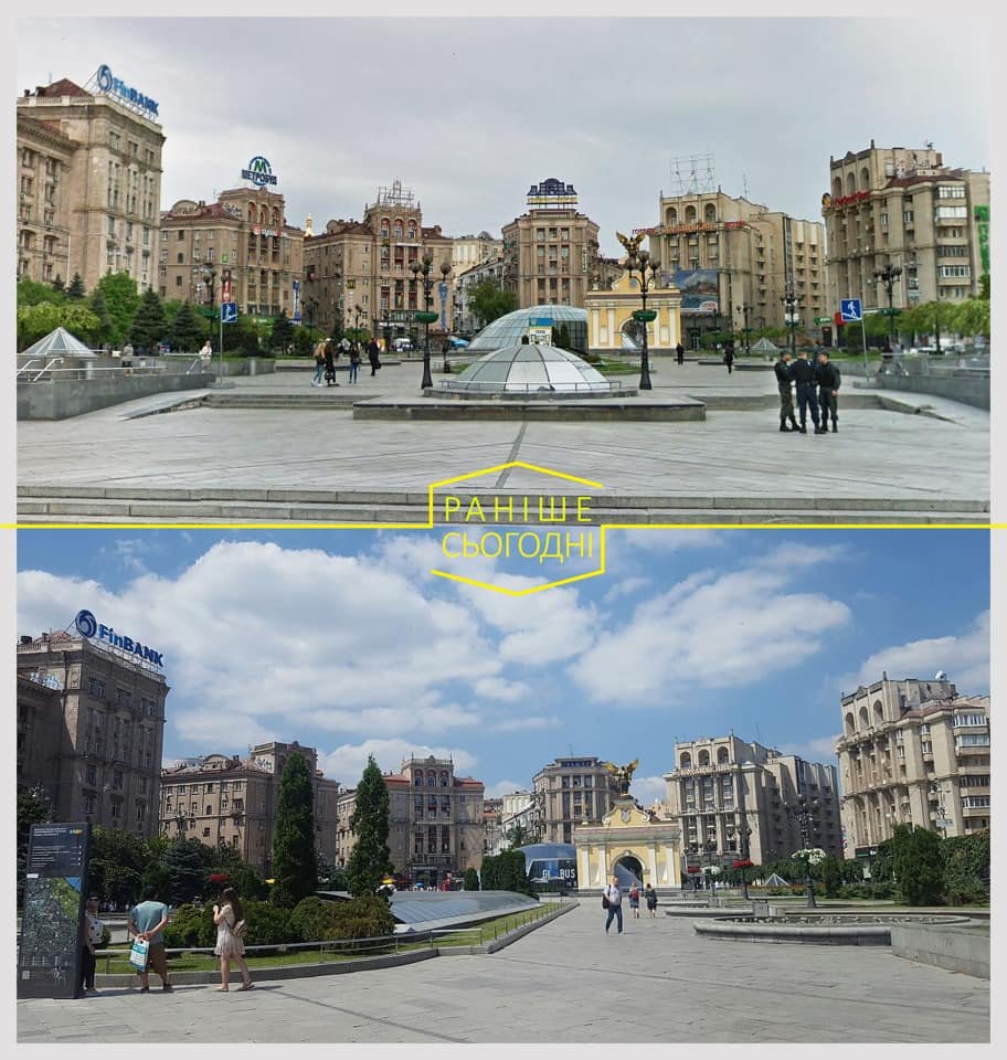 В Киеве на Майдане Независимости с домов демонтировали рекламные конструкции: фото до и после 3