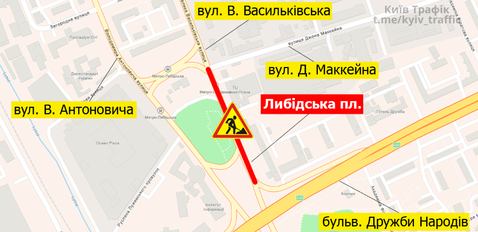 В Киеве на неделю ограничат движение по Лыбедской площади 1