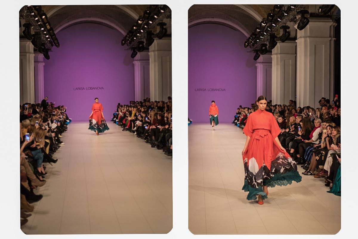 Дизайн принта платья, которое открывало показ, взят из рисунка сына дизайнера