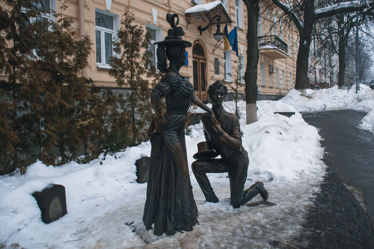 Памятник Голохвастову и Проне Прокоповне в Киеве