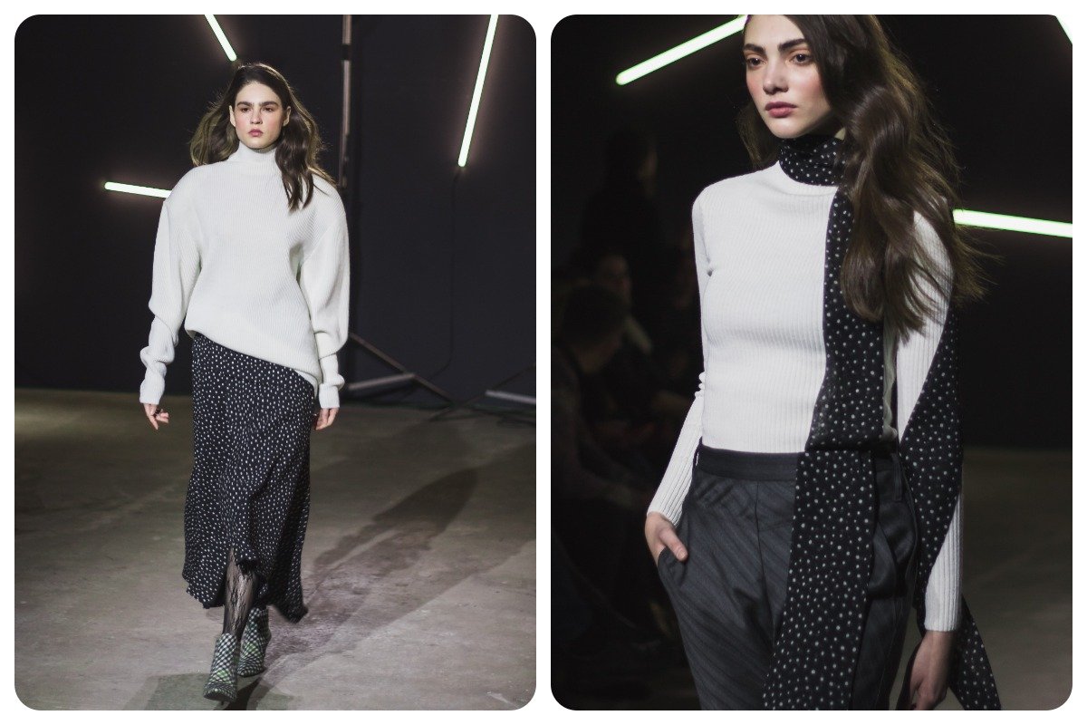 Тонкий шифоновый шарф дополняет образ 