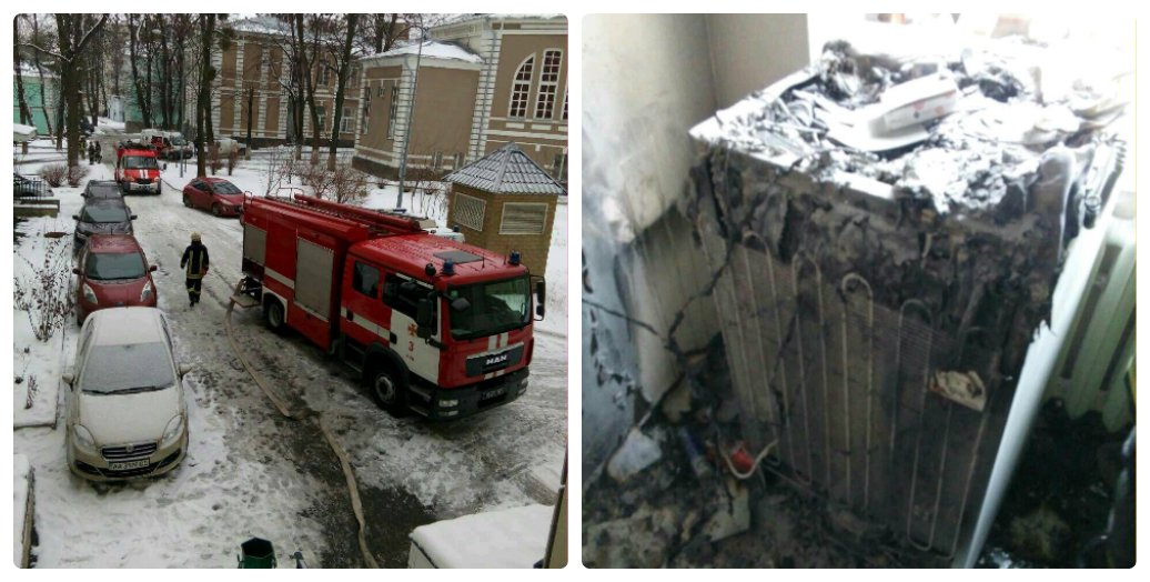 В Киеве загорелась больница. Во время пожара спасали детей