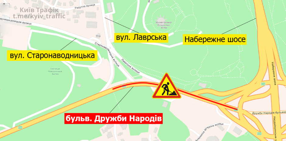 В Киеве ограничат проезд по бульвару Дружбы Народов перед мостом Патона 1