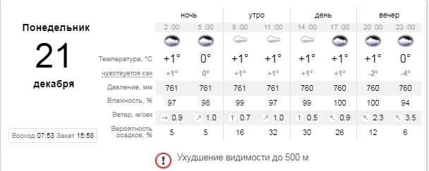 Погода на 21 декабря: в Киеве будет облачно и туманно 1