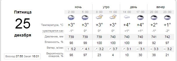 Погода на 25 декабря: в Киеве будет дождь 1
