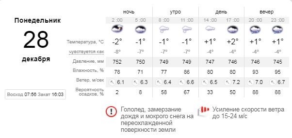 Погода на 28 декабря: в Киеве будет мокрый снег и сильный ветер 1