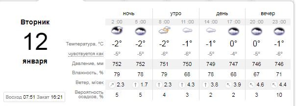 Погода на 12 января: в Киеве будет пасмурно и без осадков 1