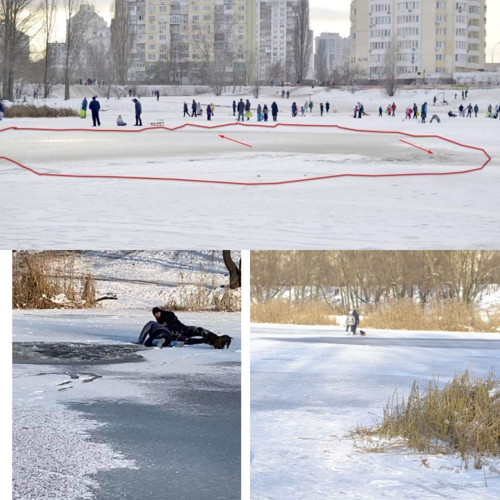 Провалились 8 человек, автомобиль и собака: в Киеве продолжают проверять лед на прочность 1