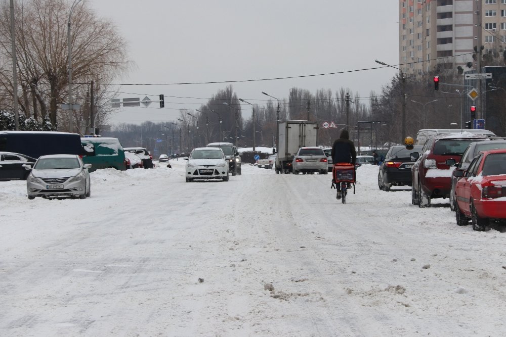 Снег, санки, лопаты, собаки и застрявшие машины: фоторепортаж с улиц Киева 9 февраля 29