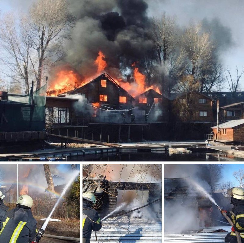 Масштабный пожар на Гидропарке в Киеве: загорелись дома яхт-клуба 1