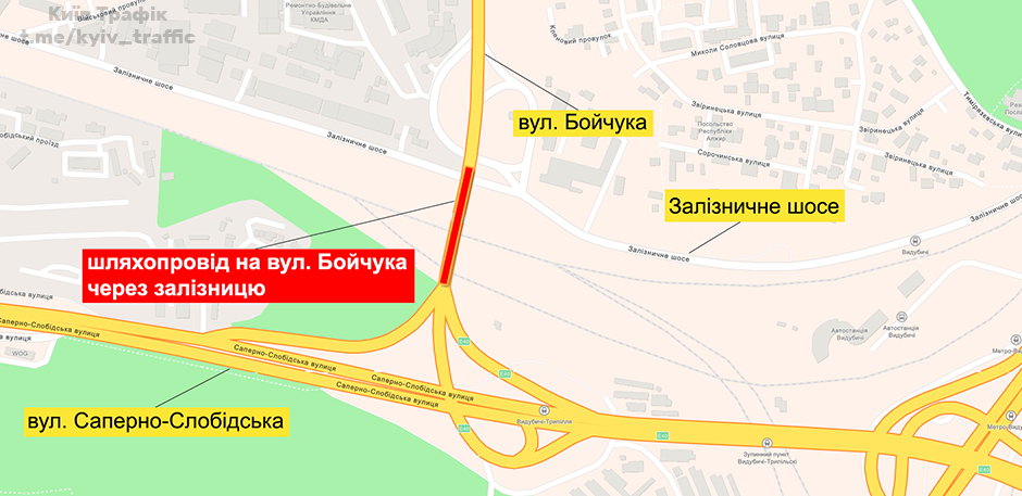 В Киеве на 10 дней ограничат проезд по еще одному путепроводу: схема 1