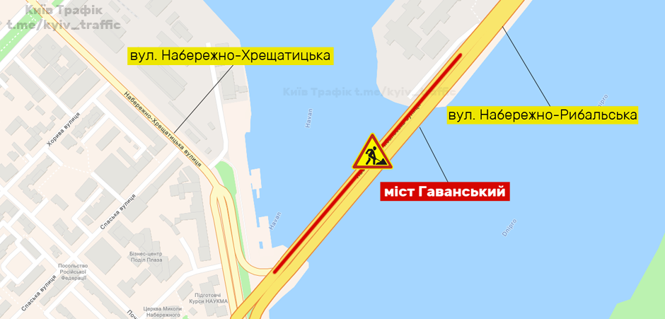 В Киеве на несколько дней частично перекрывают Гаванский мост 1