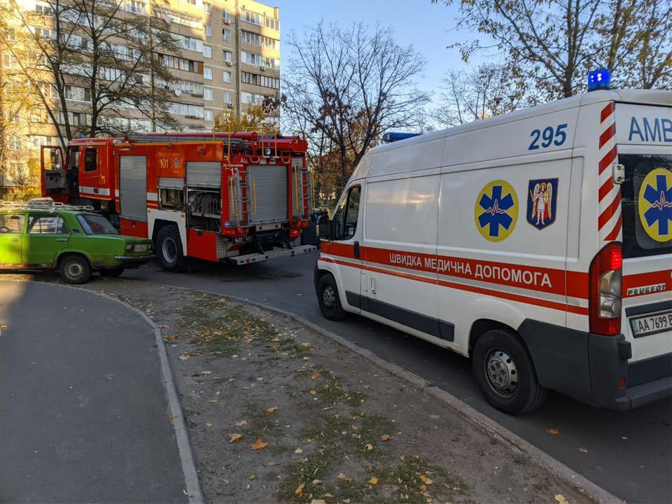 В Киеве на Троещине из горящей квартире спасли двух человек: пьяного мужчину и старушку 1
