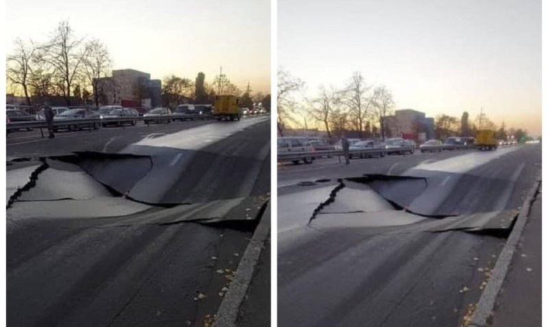В Киеве на Алишера Навои из-за прорыва трубы провалился асфальт: как место аварии выглядит сейчас 1