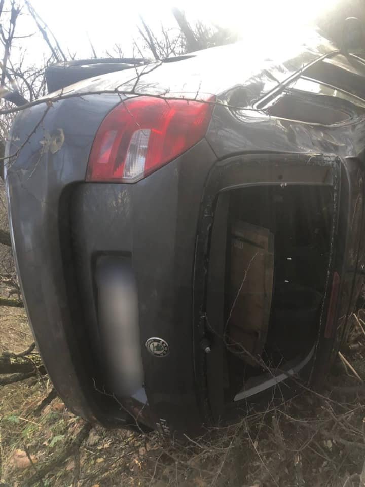 Под Киевом таксист на Skoda Fabia вылетел с дороги в кювет 1