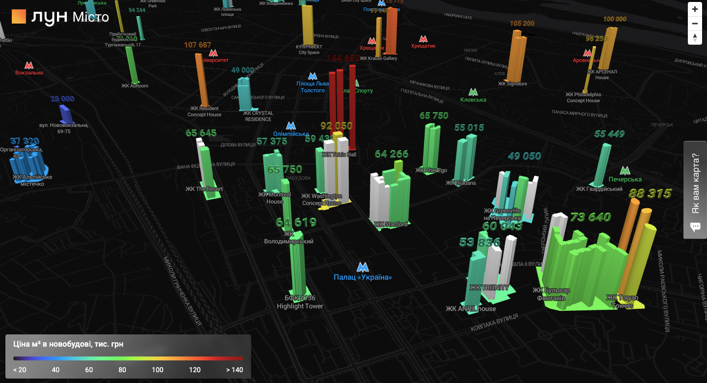 Самое дорогое и дешевое жилье: в Киеве запустили онлайн-карту для сравнения цен на новостройки 2