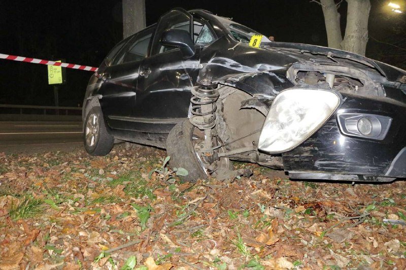 В Киеве водителю такси стало плохо за рулем: автомобиль слетел с дороги и остановился в дереве 4