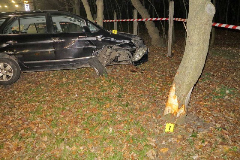 В Киеве водителю такси стало плохо за рулем: автомобиль слетел с дороги и остановился в дереве 5