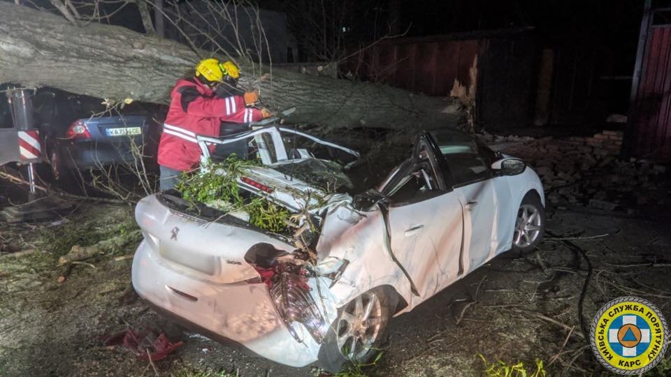 Слетевшая кровля, упавшие деревья и столбы, раздавленные люди: список последствий бушующего ветра в Киеве 3
