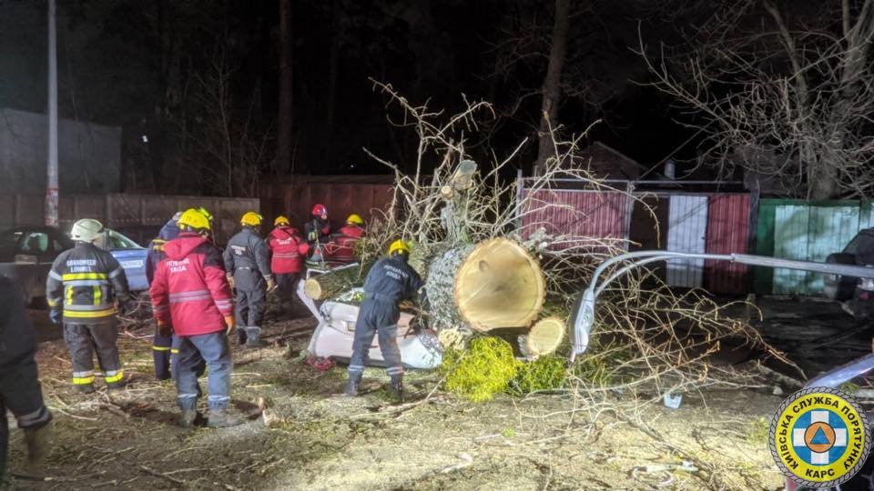 Слетевшая кровля, упавшие деревья и столбы, раздавленные люди: список последствий бушующего ветра в Киеве 8