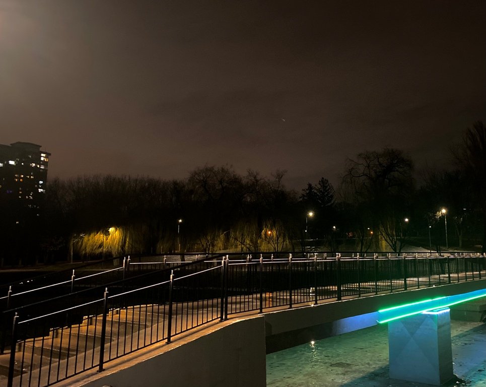 В Киеве в парке «Отрадный» отремонтирован пешеходный мост через озеро: что изменилось и как он выглядит 3