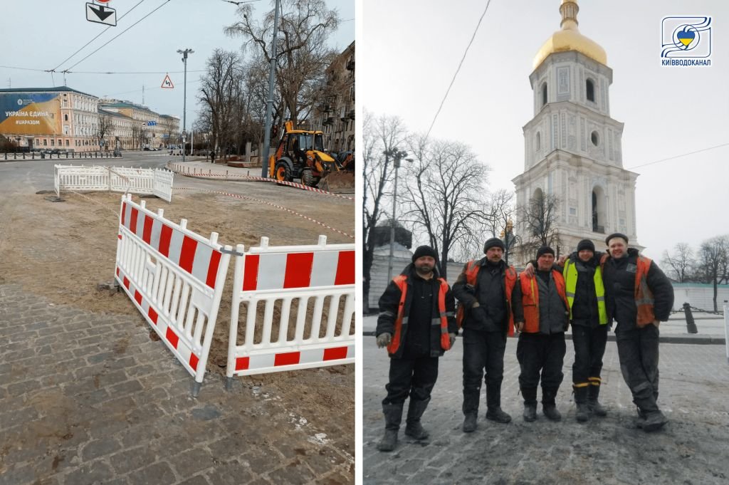 В Киеве коммунальщики продолжают устранять аварии водопровода даже в военное время. Спасибо! 3