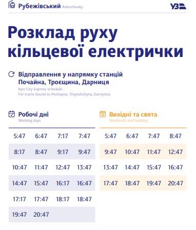В Киеве график курсирования кольцевой электрички разделили на будни и выходные: полное расписание по станциям 4