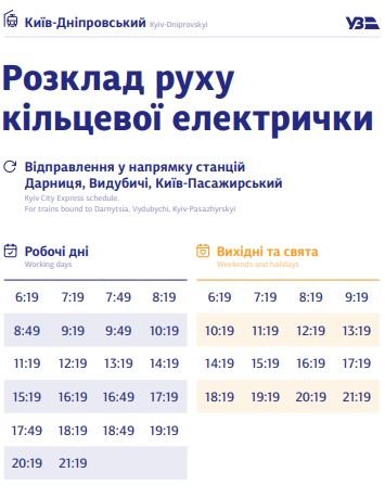 В Киеве график курсирования кольцевой электрички разделили на будни и выходные: полное расписание по станциям 18