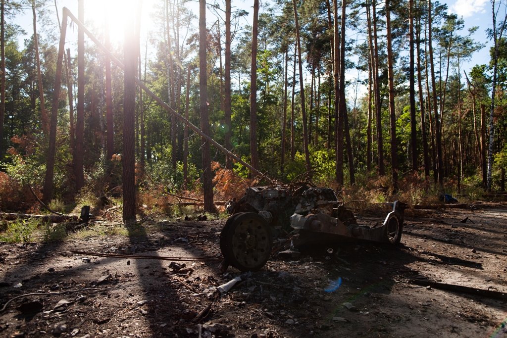 А всього у 20 метрах від вулиць села, через дорогу у лісі можна побачити - де були бої