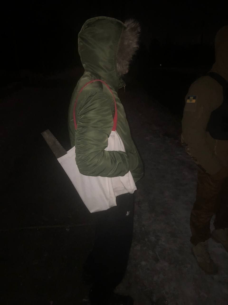 У Києві чоловік під час комендантської години спилив ялинку парку Партизанської слави 3