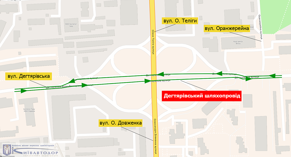 У Києві на Дегтярівському шляхопроводі ввели нову схему руху 1