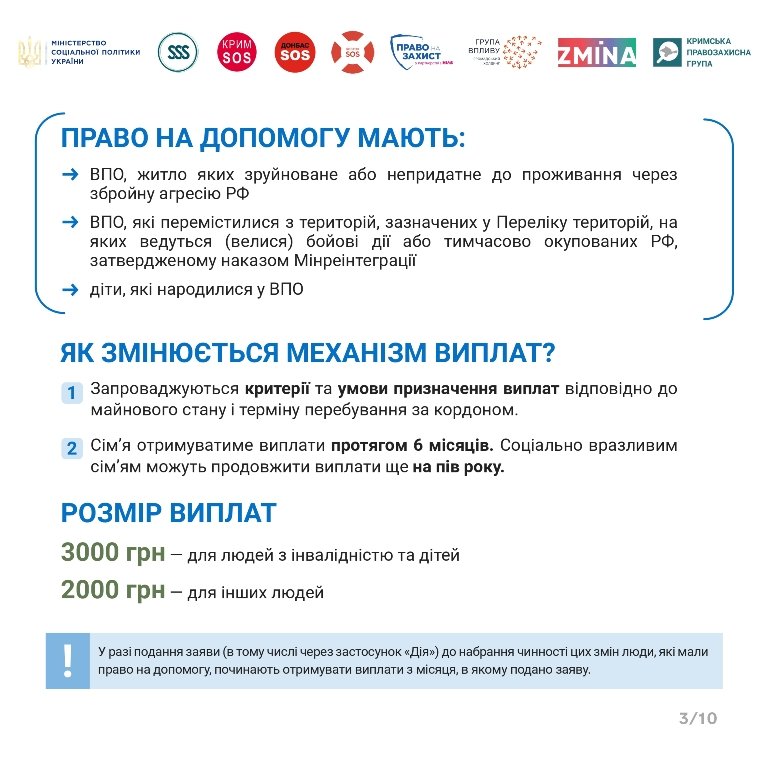 Зміни до правил виплат для ВПО: роз’яснення Міністерства соціальної політики 1