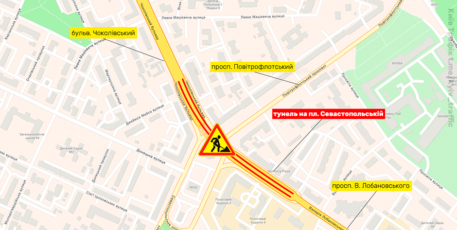 У Києві на місяць обмежили рух у тунелі на Севастопольській площі 1