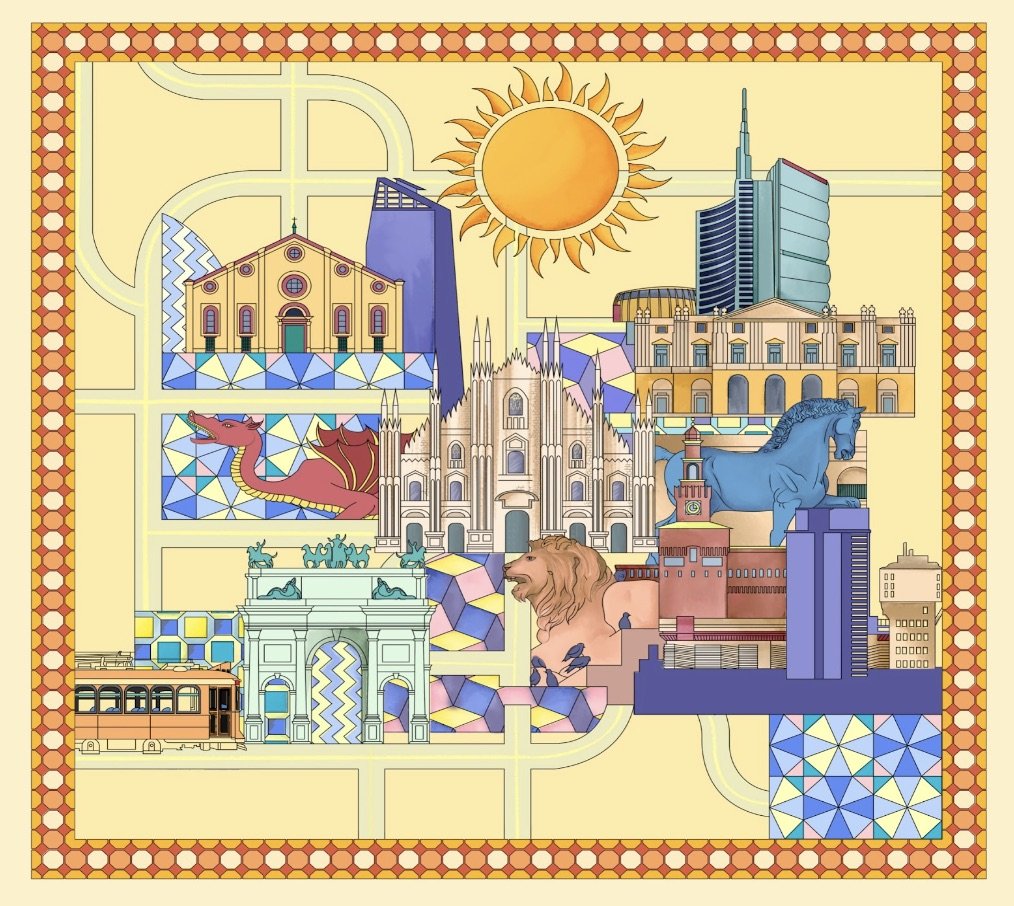 принт Мілану, який Матео Менотто створив для дизайн студії realme.