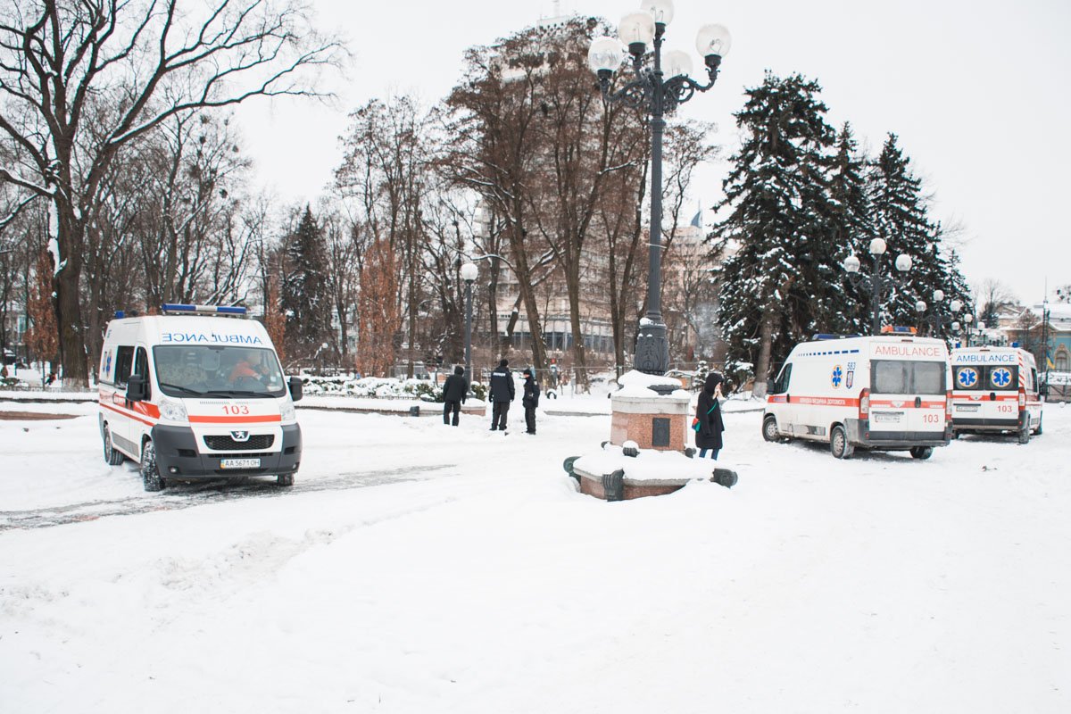 В Мариинском парке дежурили несколько карет скорой помощи 