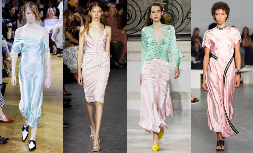 Дизайнеры советуют покупать атласные или шелковые платья 