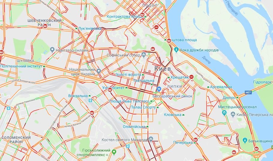 Пробки в Киеве 1 марта