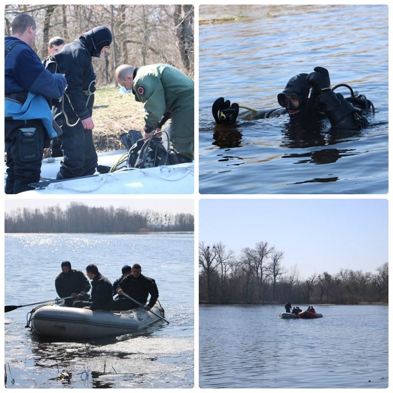 На острове Жуков водолазы обследуют реку в поисках троих мужчин, перевернувшихся на лодке 
