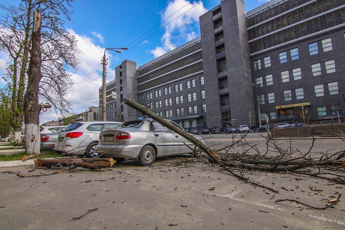 В результате падения на автомобиле погнулась крыша и выбито заднее стекло